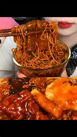 MUKBANG ASMR on Instagram: "ASMR Slurping Sounds: Spicy Black Bean Noodles.#asmr #mukbang #koreanfood #chinesefood #food"