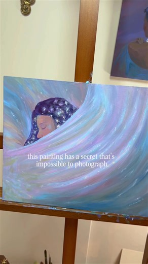 paintings with secret color & shine ݁₊ ⊹ 'brush the stars from your hair' 14x11