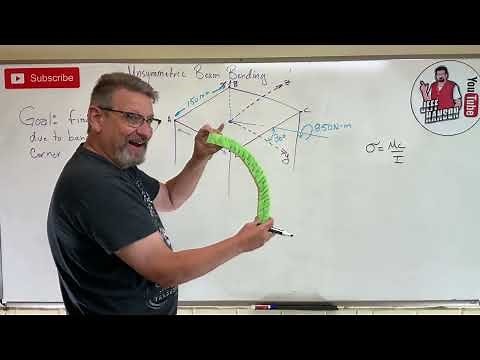 Mechanics of Materials: Lesson 34 - Unsymmetrical Beam Bending Example Problem