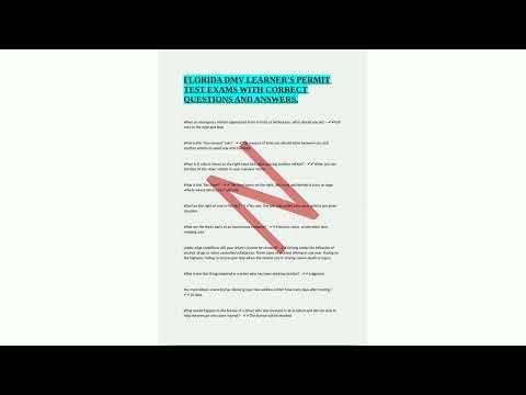 FLORIDA DMV LEARNERS PERMIT TEST EXAMS WITH CORRECT QUESTIONS AND ANSWERS