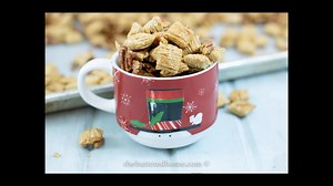 1.5K views · 59 reactions | A Buttered Home classic that we make every year can be a favorite in your house too! We use Quaker cereal and delicious Priester's Pecans Christmas Crunch Snack mix! Recipe: https://thebutteredhome.com/christmas-crunch-snack-mix/ Get your pecans here: https://www.priesters.com/category/buttered-home | The Buttered Home | Facebook
