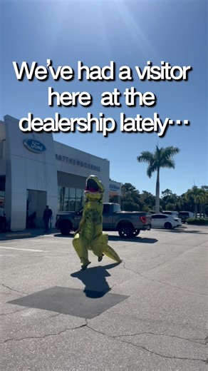 BREAKING NEWS!! 🦖 Our dealership has officially been taken over by a dinosaur! We think it followed us home from Trunk or Treat last week 👀 If you see it… do not be alarmed. It’s mostly friendly 😂 And Happy Halloween from the Matthews Currie Ford family! 🎃✨ #MatthewsCurrieFord #HappyHalloween #HalloweenFun #DealershipLife #ImTheTrex | Matthews-Currie Ford