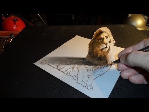 How to Draw a 3D Lion - Trick Art on Paper