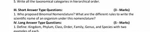 Write all the taxonomical categories in hierarchical order.Wh... | Filo