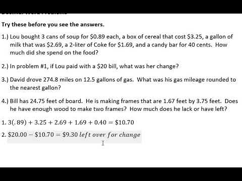 Decimal Word Problems