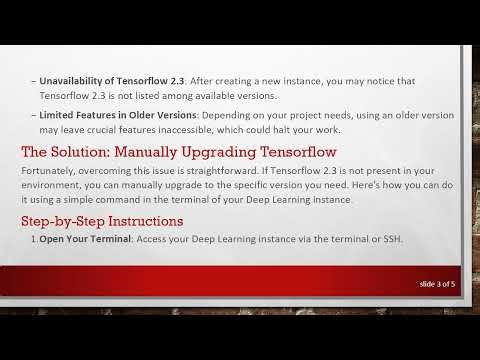 Troubleshooting: Google Deep Learning Platform Issues with Tensorflow 2.3