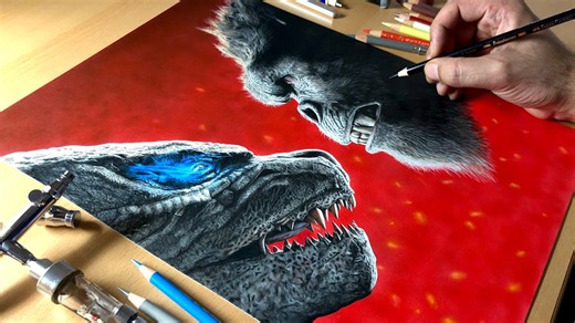 Drawing Godzilla vs Kong timelapse