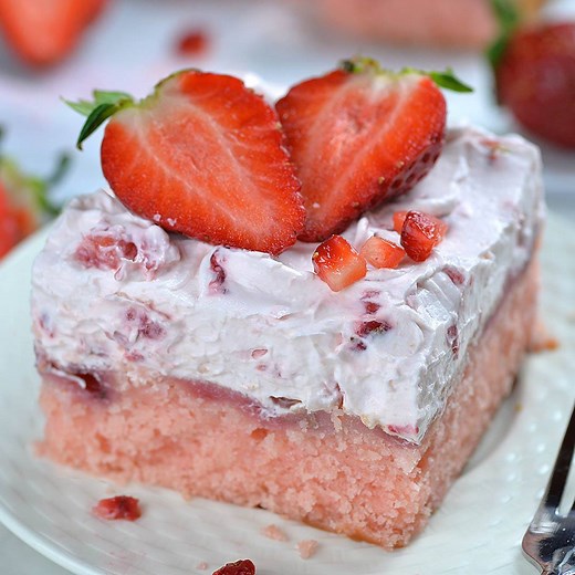 360K views · 343 reactions | Strawberry Sheet Cake is perfect spring and summer crowd-pleaser dessert. It’s easy dessert recipe for super moist, homemade fresh strawberry cake with strawberry cream cheese frosting. RECIPE HERE > https://goo.gl/HjXpiz PIN IT FOR LATER > https://goo.gl/dTbejX | OMG Chocolate Desserts | Facebook