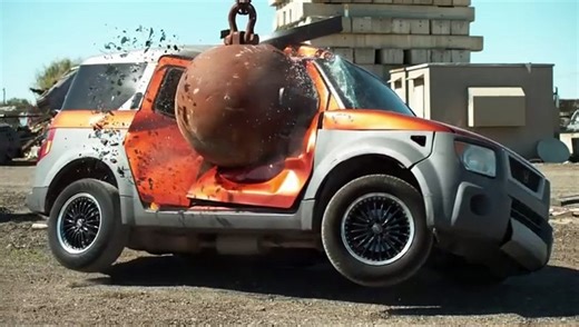 4 Ton Wrecking Ball in Slow Motion - best slow-motion video on dailymotion. cars wrecking