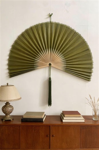 Bamboo Wall Fan Decor, Oversized Bamboo Fan With Tassel, Large Folding Fan, Fan Headboard Wall Hanging, Boho Statement Wall Art - Etsy