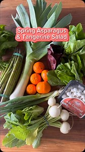 2.9K views · 23 reactions | Spring Asparagus & Tangerine Salad high in protein and vegan with creamy basil tangerine dressing, sauted mushrooms and leeks, roasted almonds and hemp hearts, radishes and lettuce #spring | The Salad Lab | Facebook
