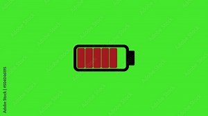 Battery charging animation on green background. low battery animation