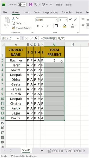 How to use COUNTIF Function #excel #learningzone #exceltips #shorts #exceltutorial #viral