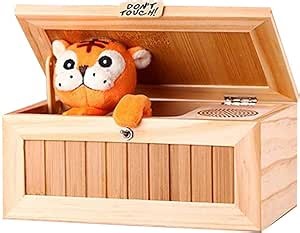 Don't Touch Useless Box Wooden Leave Me Alone Decorative Machine Fun Tiger Box Toys Gift for Home & Office Desk (Yellow, One Size)