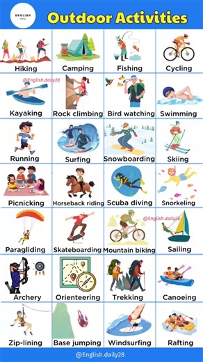 Outdoor activities #english #englishdaily #englishvocabulary #englishbasics #learningenglish #englishforkids #dailyenglishspeaking #learnenglish #foryou #game