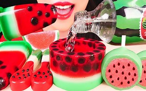 ☆ Abbey ☆ 西瓜风味甜点（软糖、汽水、果冻碗、蛋糕棒、雪糕形果冻、巧克力勺子）食音咀嚼音（新）