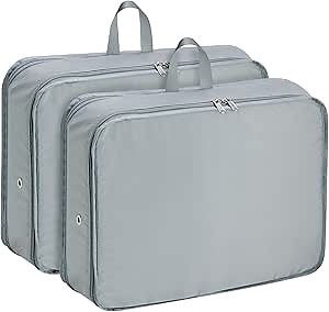 Extra Large Compression Packing Cubes for Travel Essentials, 2 Pack Expandable Travel Cubes for Packing Bags Suitcase Organizer, Grey