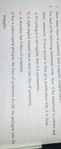 How many lines of symmetry does a regular octagon have?For eac... | Filo