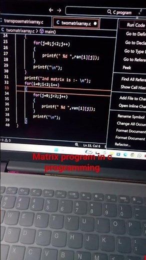 matrix program in c programming language #programming #cprogramming #coding