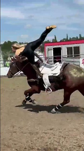 Professional trick rider is performing at the Rocky Mountain Pro Rodeo!