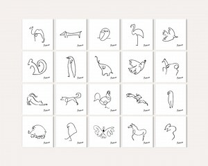 Picasso Animal Sketch Prints: Set of 20 Minimalist Line Art (digital Download) - Etsy