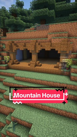 Mountain House🏡 Minecraft Tutorial #Minecraft #tutorial #minecraftideas #foryou #minecraftbuilding #house #minecrafttutorial #fyp #howtobuild #mountain #wooden