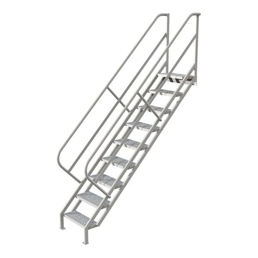 Tri-Arc 9-Step Industrial Access Stairway Ladder with Perforated Tread and 24" Wide Steps WISS109246 - 450 lb. Capacity