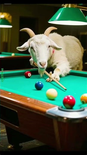 Goat Playing Pool Like a Pro! | Hilarious AI-Generated Billiards Clip