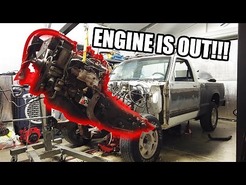 Removing the stock S10 engine! Time to LS Swap the Burnout Truck...
