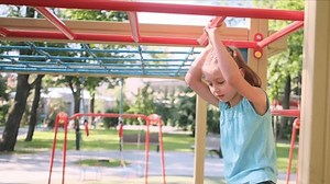 Little Girl Hanging On Monkey Bars Stock Footage Video (100% Royalty-free) 1057004573 | Shutterstock