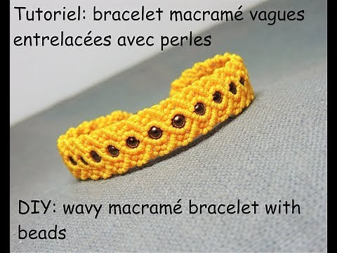 tutoriel: bracelet macramé vagues entrelacées (DIY: wavy macramé bracelet with beads)