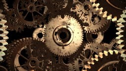 Perfect Loop of Vintage Machine Gears Spinning in Motion. Industry...