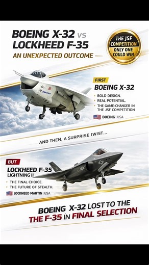 Boeing X-32 vs F-35 🤯 The SHOCKING Winner Revealed! #F35 #Boeing #Military #aviation #fighterjet