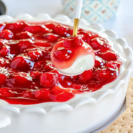 RECIPE ➡️: https://www.momontimeout.com/cherry-cheesecake-dip/ This Cherry Cheesecake Dip is extra delicious and so easy to make! 🍒 Takes just minutes to make and can be prepared ahead of time. | Mom On Timeout