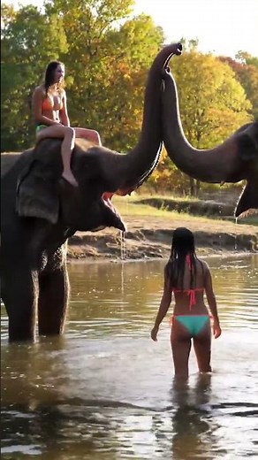 Girl rides elephant trunk with smile 🐘💫 #Viral #YouTubeShorts