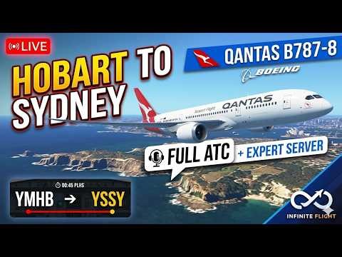 Qantas 787-800 LIVE | Hobart to Sydney | Infinite Flight ATC