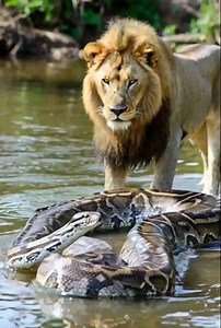 Biggest Python Vs Lion 😱#animalshorts #animallife #animals #wildanimals #lion #snake #python #shorts