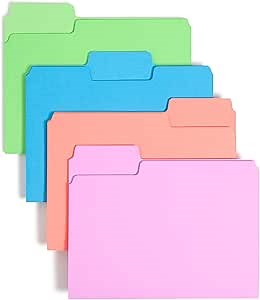 Amazon.com : Smead SuperTab File Folders, Oversized 1/3-Cut Tab, Letter Size, Assorted Bright Colors, 24 per Pack (11957) : Office Products