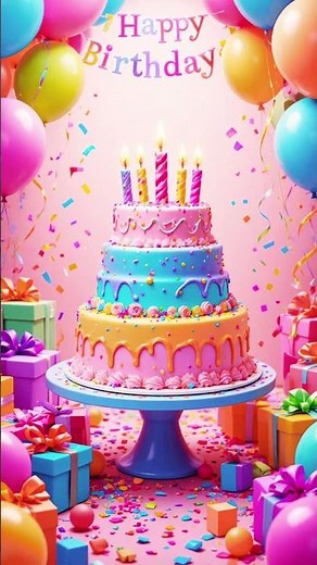 Happy Birthday Wishes with Colorful Cake 🎂 Vibrant Birthday Greetings Video