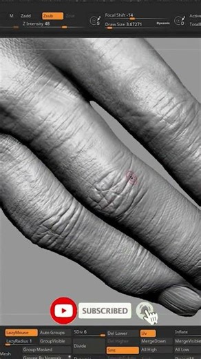 Sculpting Detail in Zbrush so Cool🤩#zbrush #3dmodeling #pankarts #3dsculpting