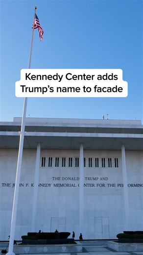 MS NOW News on Instagram: "President Donald Trump’s name was added to the facade of the John F. Kennedy Center for the Performing Arts on Friday. The theater’s board on Thursday voted rename that Washington, D.C., institution the “Trump-Kennedy Center.” By law, the name of the Kennedy Center cannot be changed without authorization by Congress. #news"