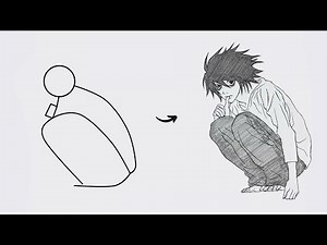 How to draw L Lawliet full body | Easy step-by-step | Death Note