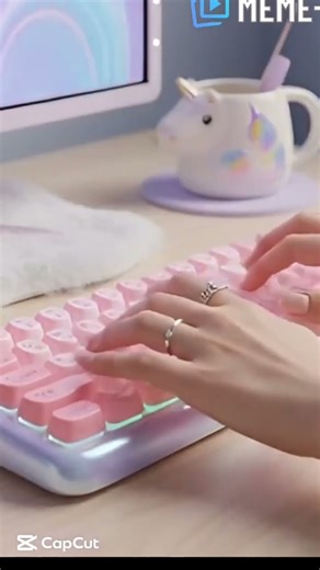 Girl typing on pink jelly keyboard ASMR||#asmrsounds #shorts