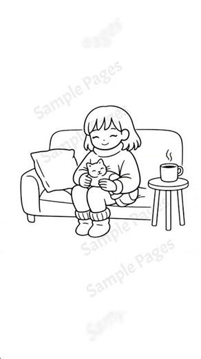 Cute Cozy Moments Coloring Book For Kids Ages 3–6: Relaxing Home, Garden & Calm Daily Life