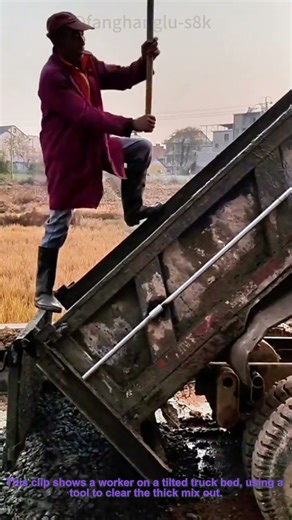 Unloading Cement Mortar From Truck: Construction Site Work