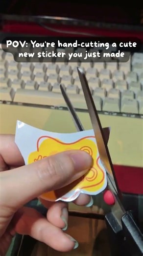 POV: You're hand-cutting a cute new sticker you just made 😍