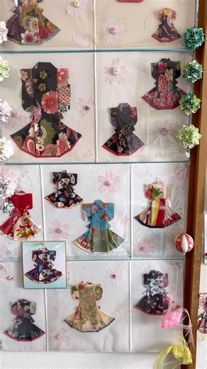布で折った着物を紹介します👘#ハンドメイド #手作り工作 #手芸 #インテリア #着物 #折り紙