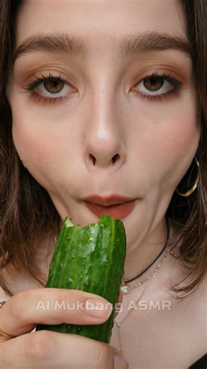 ASMR Raw Cucumber Eating 🥒 Extreme Close-Up Sounds | AI Mukbang Close-Up Sounds #shorts