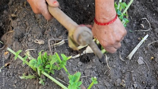 Close up of hands pulling round radish from soil during harvest symbolizing agriculture organic vegetable farming manual labor traditional cultivation and rural livelihood