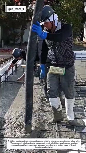 Perfect Concrete Pouring Technique Over Rebar Grid | Smooth & Efficient Foundation Work